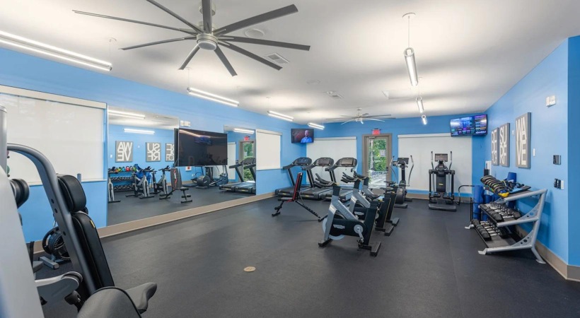 a room with exercise equipment