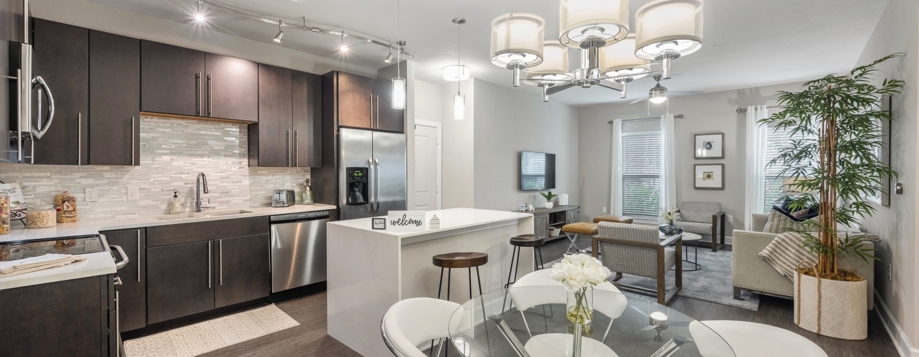 kitchen with bright lighting and ample counter space