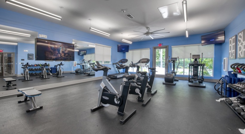 a spin and exercise room