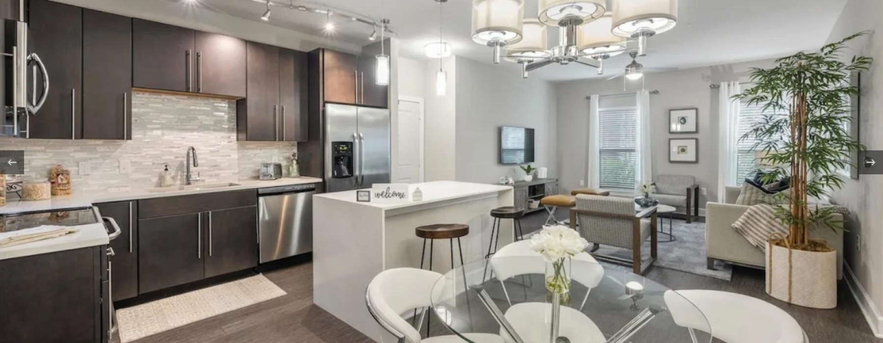 kitchen with bright lighting and ample counter space